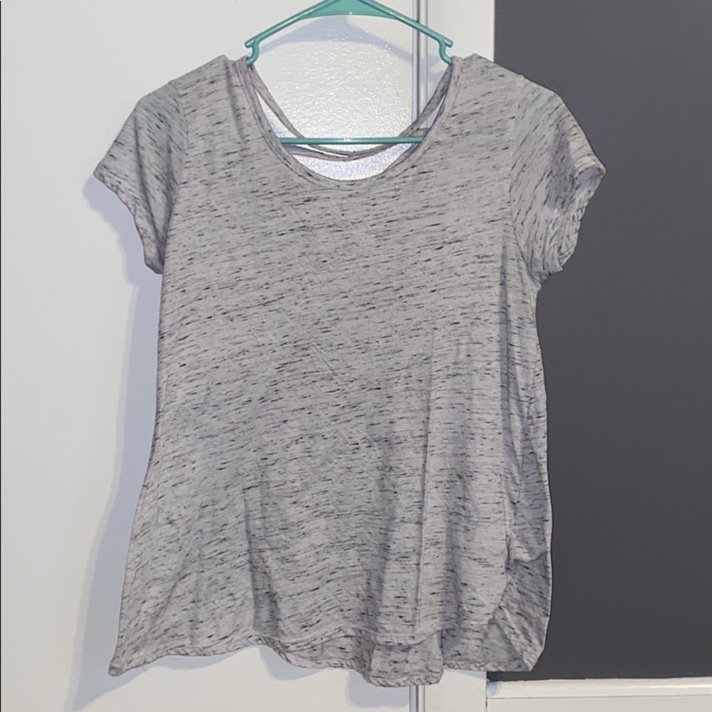 SO- Grey Speckled Criss Cross Short Sleeve Top